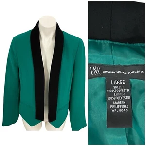 INC Blazer Womens Large Green Jacket Work Capsule Office Minimalist Corpcore - Picture 1 of 17