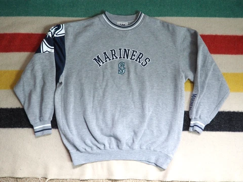 VTG 90s LEE Sport MLB Seattle Mariners Sewn Gray Pullover Sweatshirt L EUC Cover