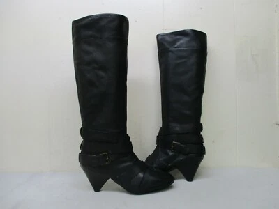 CYNTHIA ROWLEY Lainey Black Leather Knee High Boots Womens Size 39 EUR - Image 1 of 4