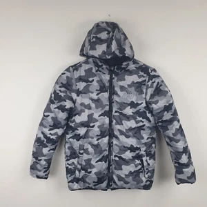 Kings Will Dream Puffer Jacket Boys 12-13 Years Black Camouflage Reversable - Picture 1 of 15