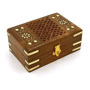 Joyería decorativa de madera hecha a mano/caja de efectivo (tamaño: 6 x 4 pulgadas, marrón) - Imagen 1 de 4