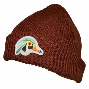 Gorro tejido Woosah color óxido, parche cabeza de pato, mezcla de cáñamo - Imagen 1 de 9