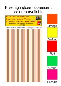 RC VINYL DECALS TRANSFERS STRIPES LINING PRE CUT FPRC141 FLUORESCENT ORANGE 1mm - Picture 1 of 3