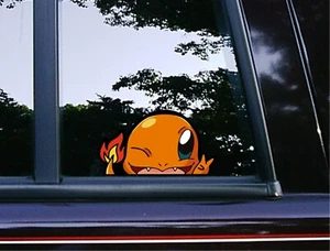 Charmander Peace Peeker Peeking Window Vinyl Car Decals Anime Pokemon Stickers - Bild 1 von 4