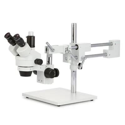 AmScope 3.5X-180X Trinocular Stereo Zoom Microscope +Double Arm Boom Stand - Image 1 of 4