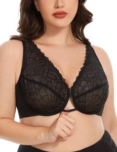 Minimizer Bras for Women Full Coverage Plus Size Sheer Lace Bra Mesh Unlined ... - Picture 1 of 6