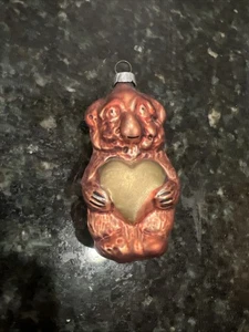 De colección Oso Inge Con Corazón 7510 W Alemania 1984 Adorno Vidrio Soplado Corazón Dorado - Imagen 1 de 8