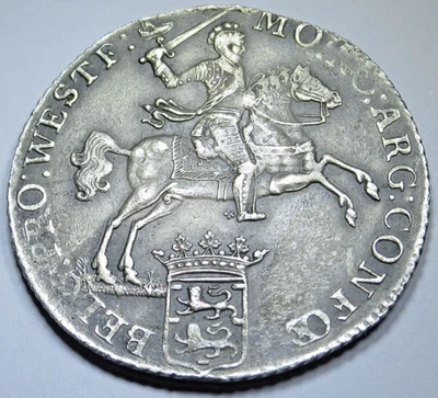 1765 XF Netherlands West Friesland 1/2 Ducaton Silver Rider Genuine 1700's Coin - Image 1 of 2