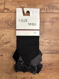 Calze Moda Black Bow Stockings - One Size - Picture 1 of 2
