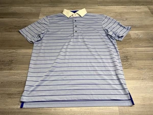 Greyson Polo Shirt Mens Sz M Blue Performance Golf Stretch Striped Short Sleeve - Picture 1 of 9