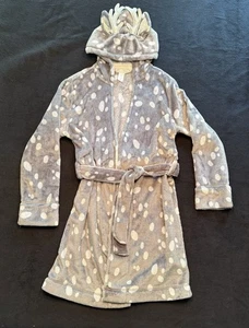 Justice Girl's Plush Hooded Deer Antler Robe in Steel, Size 12 - Picture 1 of 6
