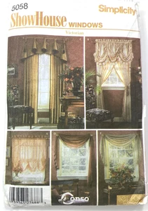 Simplicity 5058 ShowHouse viktorianische Fensterbehandlungen Schatten Vorhänge Paneele Swag - Bild 1 von 3