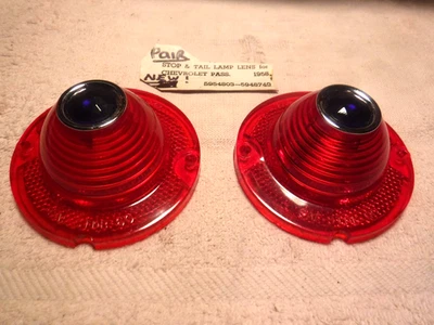 1958 CHEVROLET  /  1961-1967 CORVETTE BLUE DOT  TAIL  LIGHT LENSES  - NEW  PAIR - Image 1 of 4