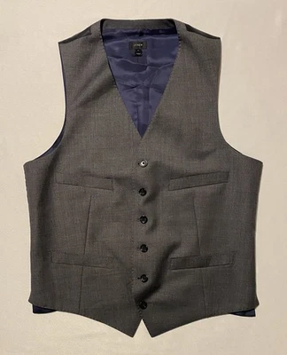 J. Crew Tollegno 1900 Gray Men’s Waistcoat Vest 100% Wool Size S - Image 1 of 4