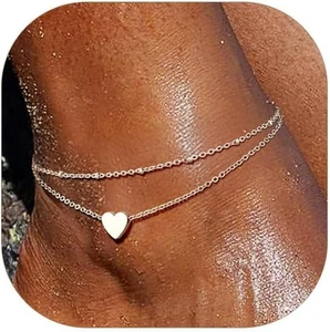 Damen S925 Sterlingsilber verstellbare Fußkette, Herz/Mond/Handschelle Fußfessel - Bild 1 von 12