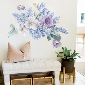 Breezy Floral Wall Decals in Beautiful Purple Perfect for Living Areas - Picture 1 of 8