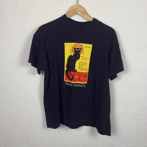 Vintage Y2K Paris France Black Cat Tee Medium Regent Tag Art Shirt Le Chat Noir - Picture 1 of 4