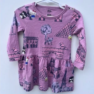 TEA X HELLO KITTY 12-18 Meses Rosa Manga Larga Vestido Bolsillos 100% Algodón - Imagen 1 de 9