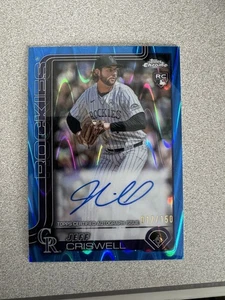 2025 Topps Chrome - Autógrafos de novato Jeff Criswell #RA-JCR Blue Raywave/150 - Imagen 1 de 3