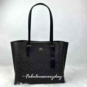 Bolso de Mano Coach Mollie en Lona Signature CV967 Nogal/Negro Nuevo con Etiquetas - Imagen 1 de 11