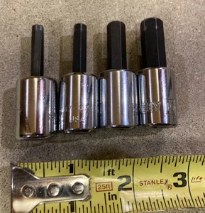 Lot of 4 Vintage Stanley USA Metric Hex Allen 3/8" Drive Socket USA 5 6 8  10mm - Bild 1 von 20