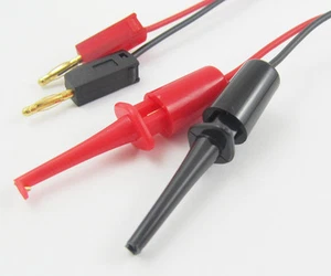 10 pairs 0.5M 2mm Gold Stackable banana plug to Small Test Hook Clip Cable Probe - Picture 1 of 2