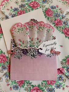 Beau folio cadeau mouchoir postal ~Nouveau joli joli Hankie floral & carte-message