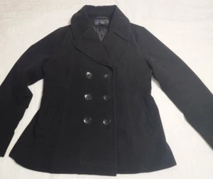 IB Diffusion Double Breasted Pea Coat Women's Med Vntg black Jacket Quiet luxury - Picture 1 of 11