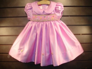 Ciao Bebe NEW Hand Embroidered Smocked Dress Baby Girl Size 6M LAVENDER PURPLE - Picture 1 of 7