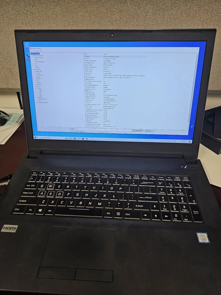 Sager Gaming Laptop I7 8750H, 16GB DDR4, SSD 256Gb + Hdd 1Tb 17.3" Full HD 144Hz - Image 1 of 4