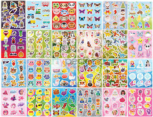 12 Sticker Sheets - Choose From 24 Designs - Party Bag Filler Pinata Toy Kids