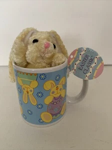 Easter Bunny Coffee Mug w/ Yellow-Colored Easter Bunny Plush Two Items - Picture 1 of 8