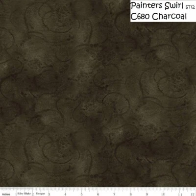 Batidora de remolino de acuarela para pintor tela de algodón Riley Blake por POR negro carbón Foto 1 de 4