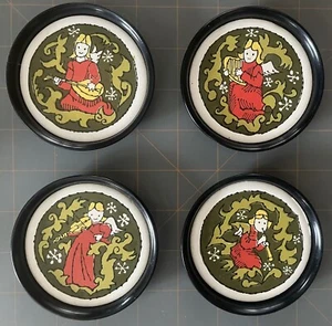Vintage Holt Howard Christmas Musical Angels Coasters Japan HH Red & Green - Picture 1 of 10