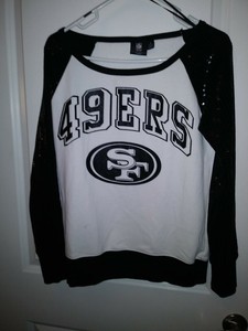women's san francisco 49ers pink by victoria's secret white scarlet bling game day jersey