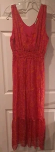 Lara G. Made In Italy Silk Blend Summer Sleeveless Dress Hot Pink Size M  - Picture 1 of 7
