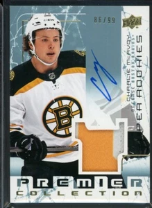 2017-18 Upper Deck Premier Tribute Rookie Auto Patches #CM Charlie McAvoy 86/99 - Imagen 1 de 2