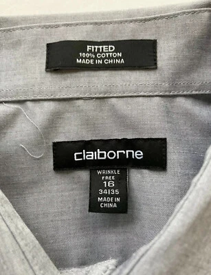 Camisa de vestir de manga larga Claiborne para hombre talla 16/34-35 usada Foto 1 de 4