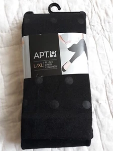 Apt 9 Black Dot L/XL Plush Lined Leggings Poly Spandex NEW - Picture 1 of 4