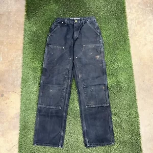 Vintage Carhartt Double Knee Pants 29x33 B01-BLK USA Union Made Tag 31x34 - Picture 1 of 8