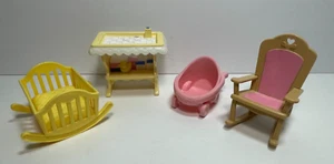 Lot of 4 Vintage 1990s Fisher Price Loving Family Dollhouse Nursery Items - Picture 1 of 9