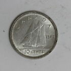 Canada 10 cents 1942 aUNC silver (UCA3/16A)