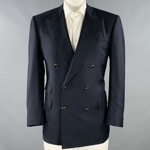 DUNHILL Size 44 Regular Navy Gold Wool Double Breasted Sport Coat - Picture 1 of 9
