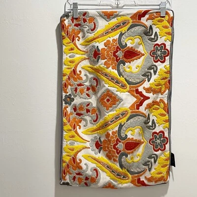 ENVOGUE Embroidered Lumbar Pillow Cover Linen Blend Paisley Multicolor 15” X 23” - Image 1 of 4