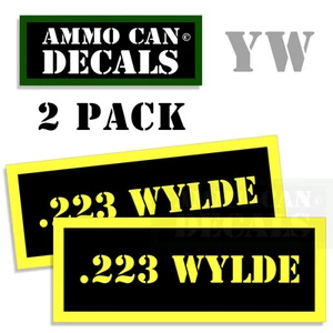 223 WYLDE Calcomanías de Lata de Municiones Etiquetas de Lata de Municiones Juego de Dos Vinilos 3" YW - Imagen 1 de 2