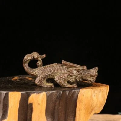 Escultura de bronze animal 7,5 cm porcelana antiga escultura de animais de bronze estátua - Imagem 1 de 4