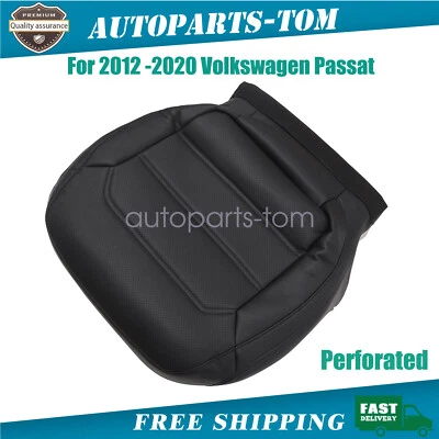 NEW For 2012-2020 Volkswagen Passat Driver Bottom PERF Leather Seat Cover Black - Image 1 of 4