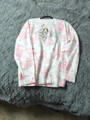 Victoria’s Secret ROSA x LOVE SHACK FANCY Floral Bling Perro Arco Sudadera M Nueva con Etiquetas Foto 1 de 4