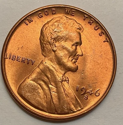 1946-S  Choice Uncirculated BU Red RD - Lincoln Wheat Cent ~ B294 - Image 1 of 2