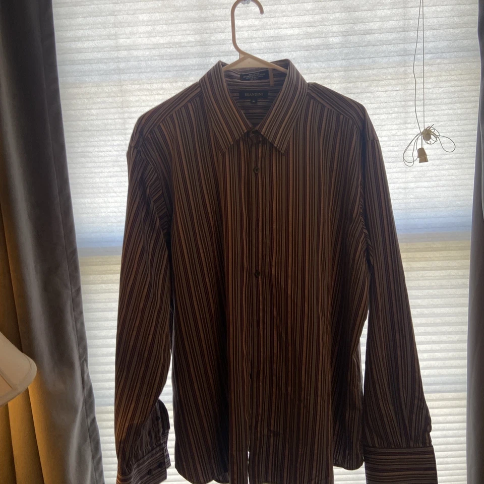 Brandini Men’s Long Sleeve Button Down Shirt Size XL Purple, Turquoise, And Gray - Image 1 of 4